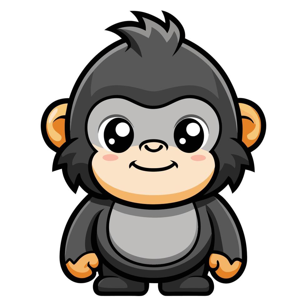 a cartoon monkey with big eyes and a smile vector