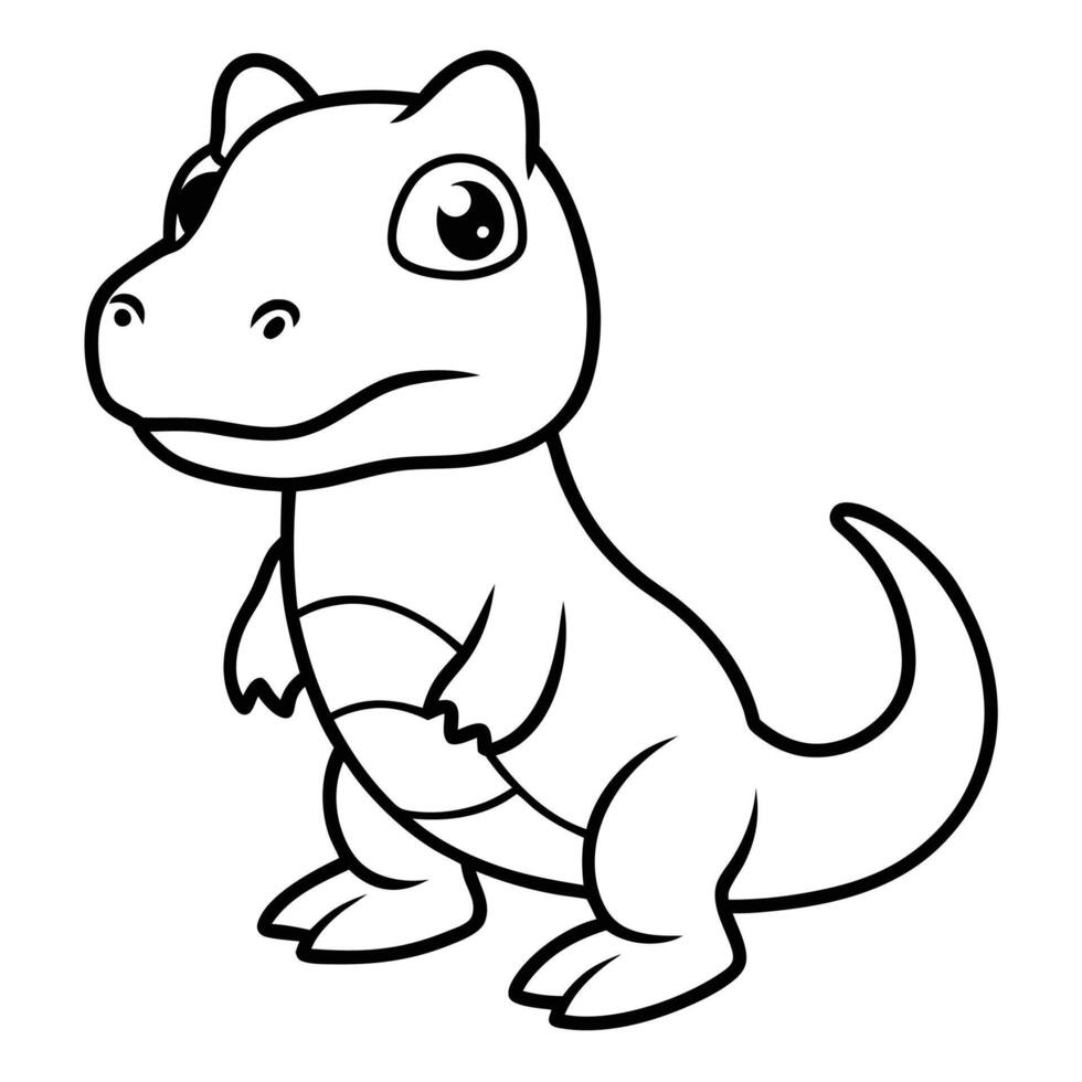 a cartoon dinosaur is standing in the coloring page vector