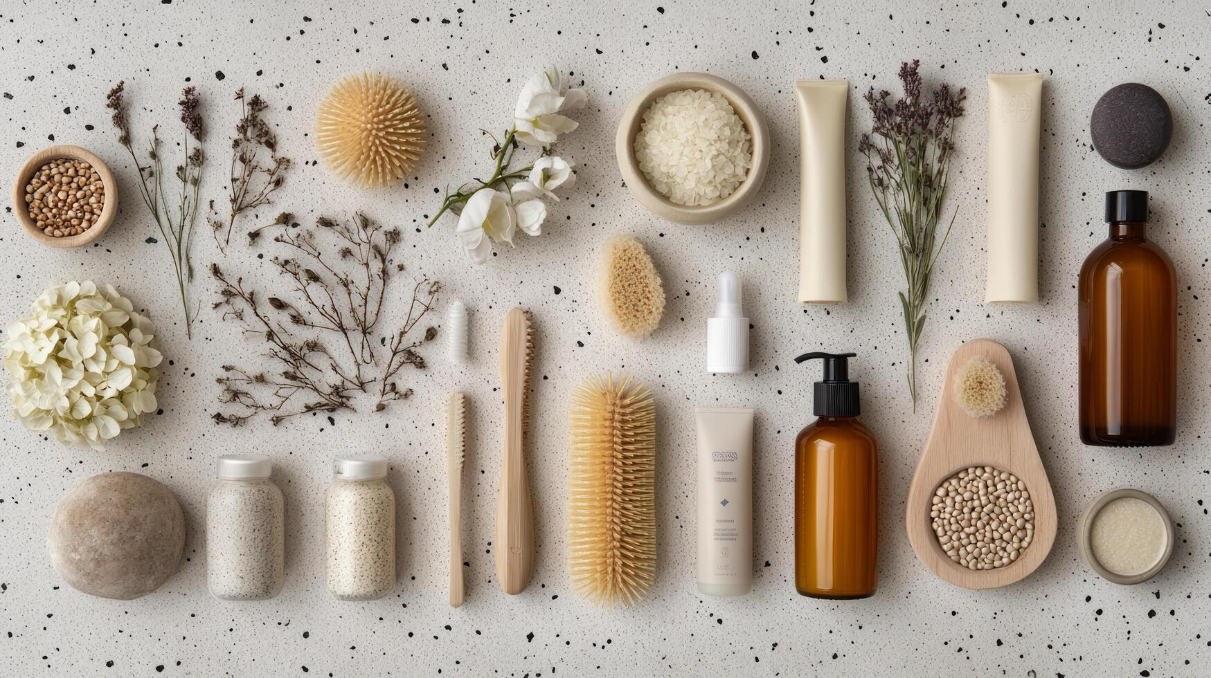 Various natural products arranged on a table photo