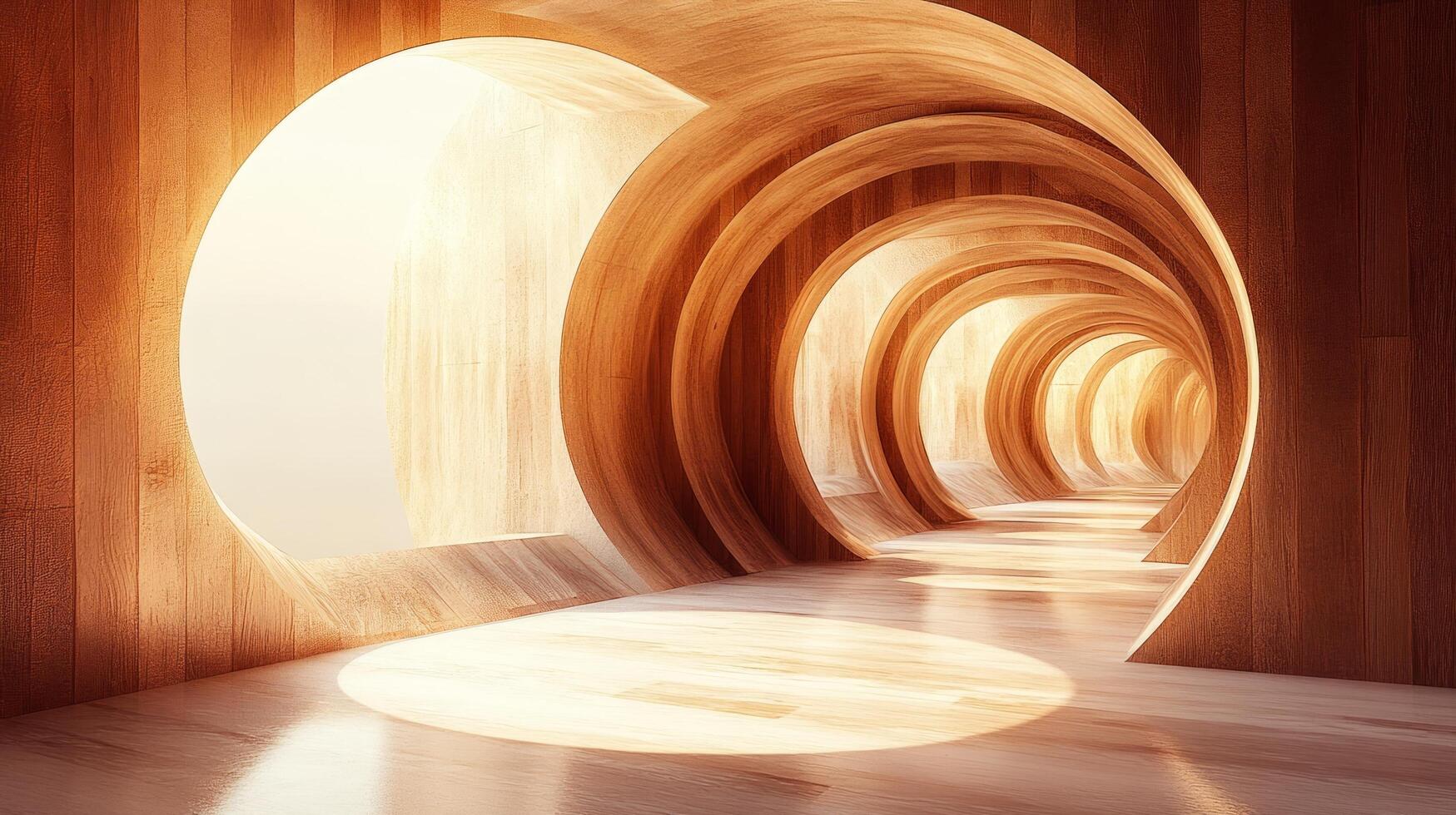 A long tunnel with a light coming through it photo