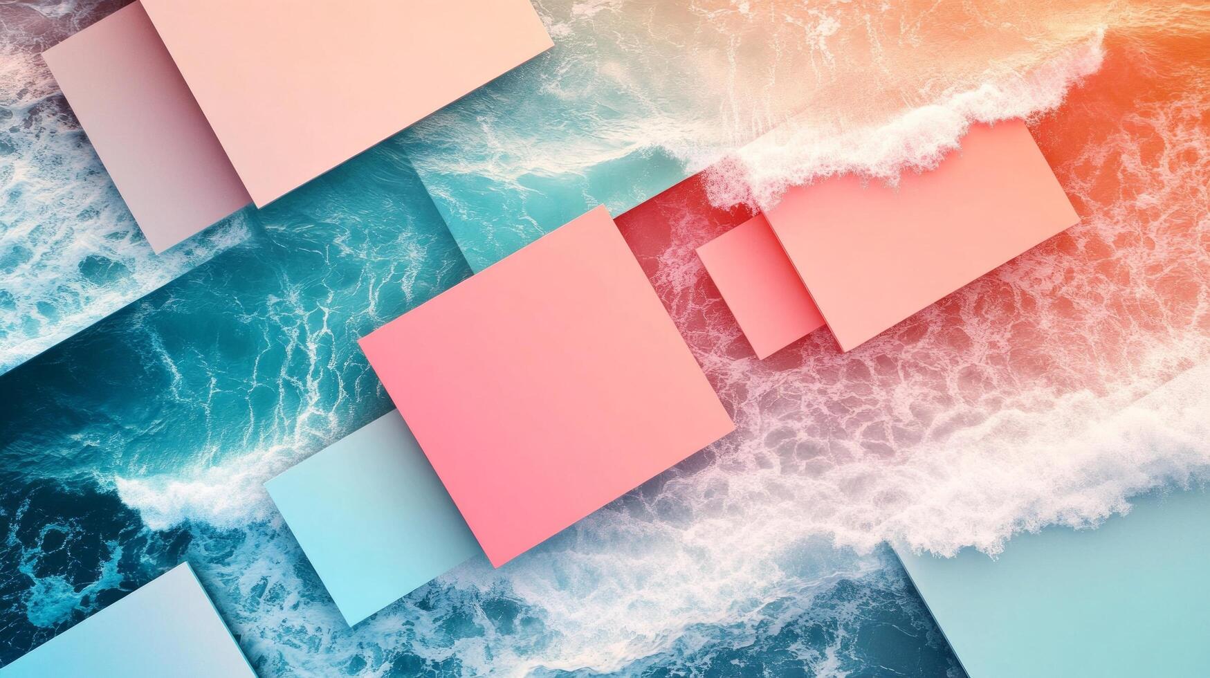 An abstract image of colorful cubes on the ocean photo