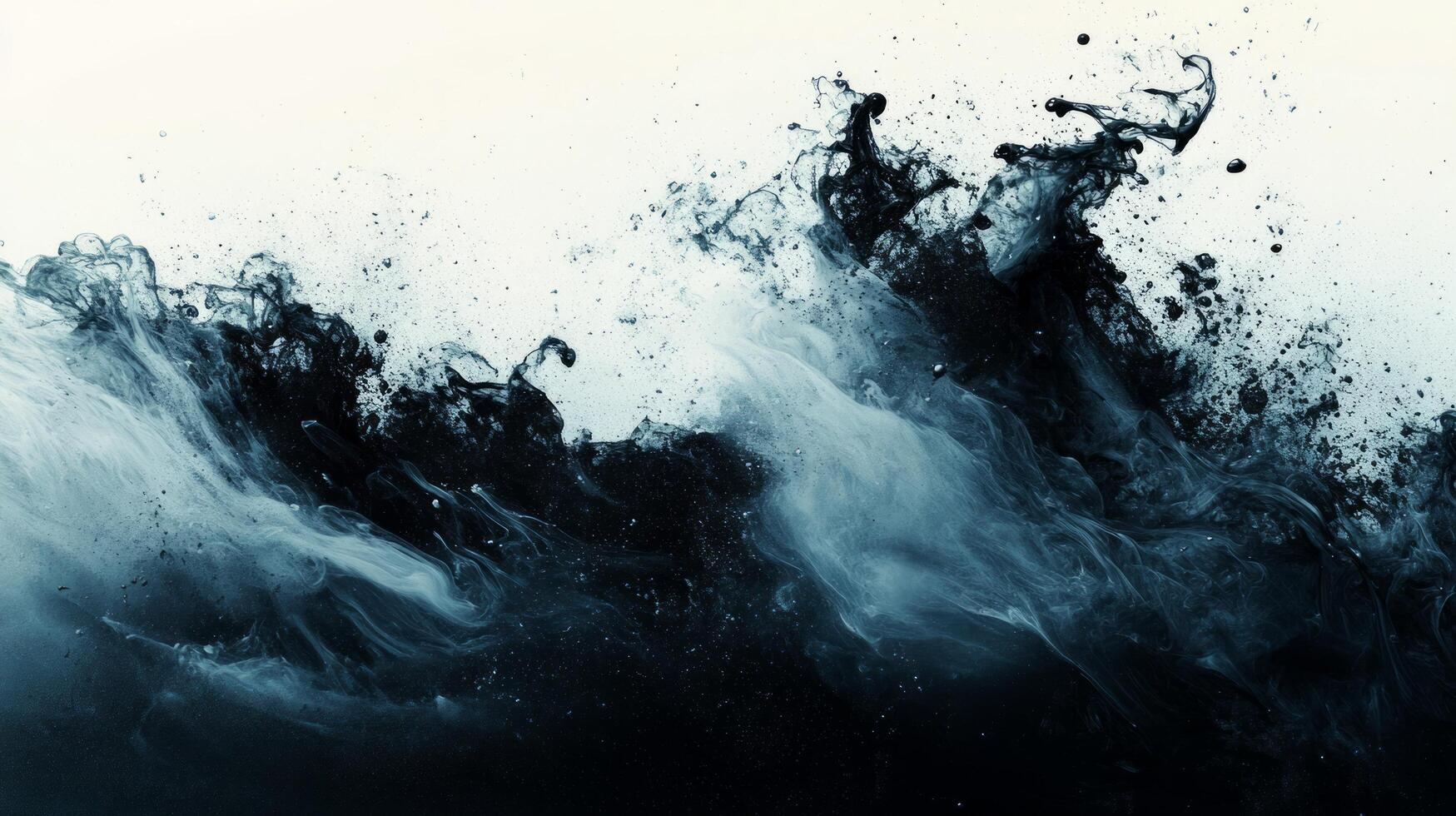 A black and white photo of a wave of water