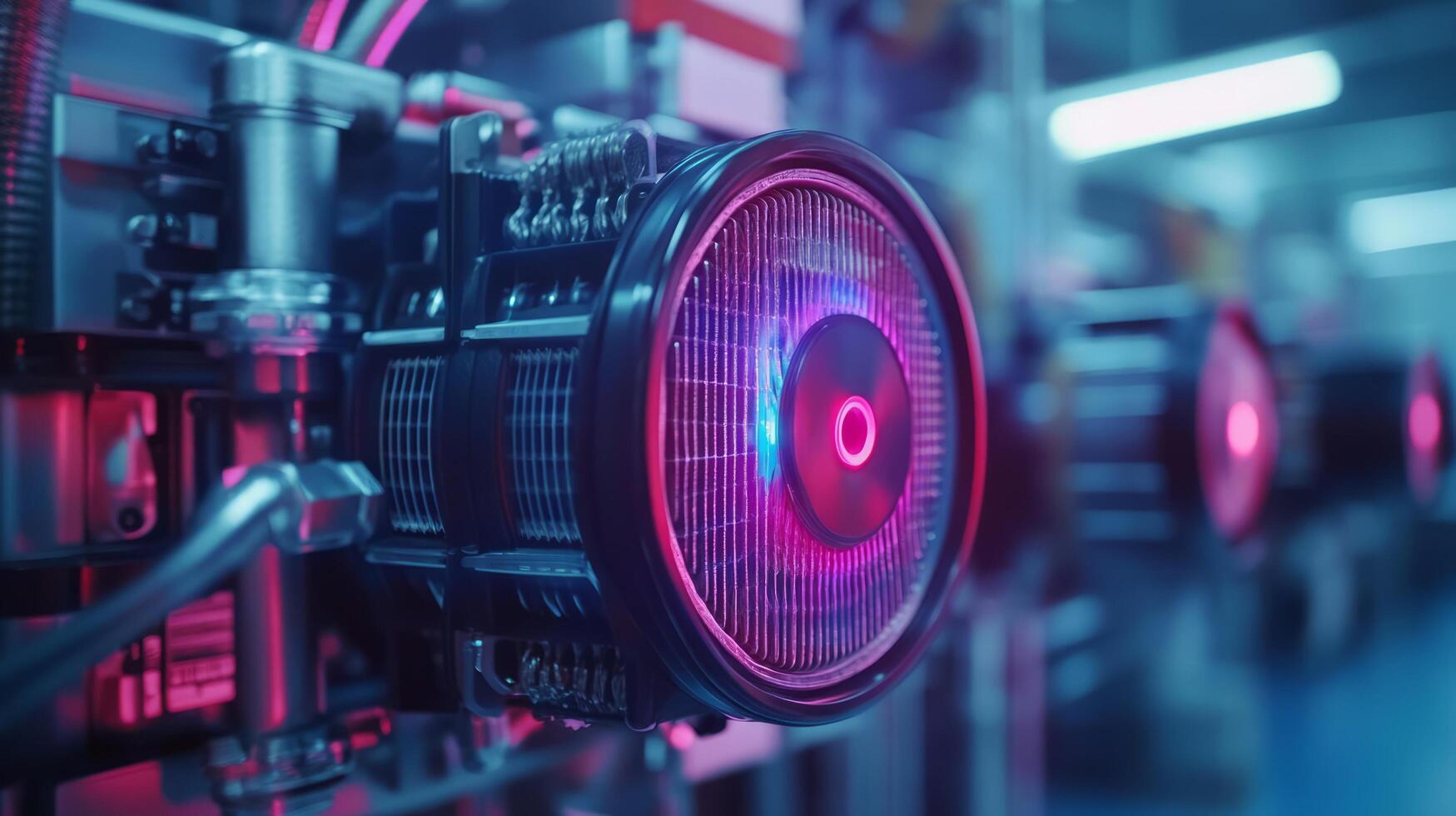 A close up of a computer with a fan photo