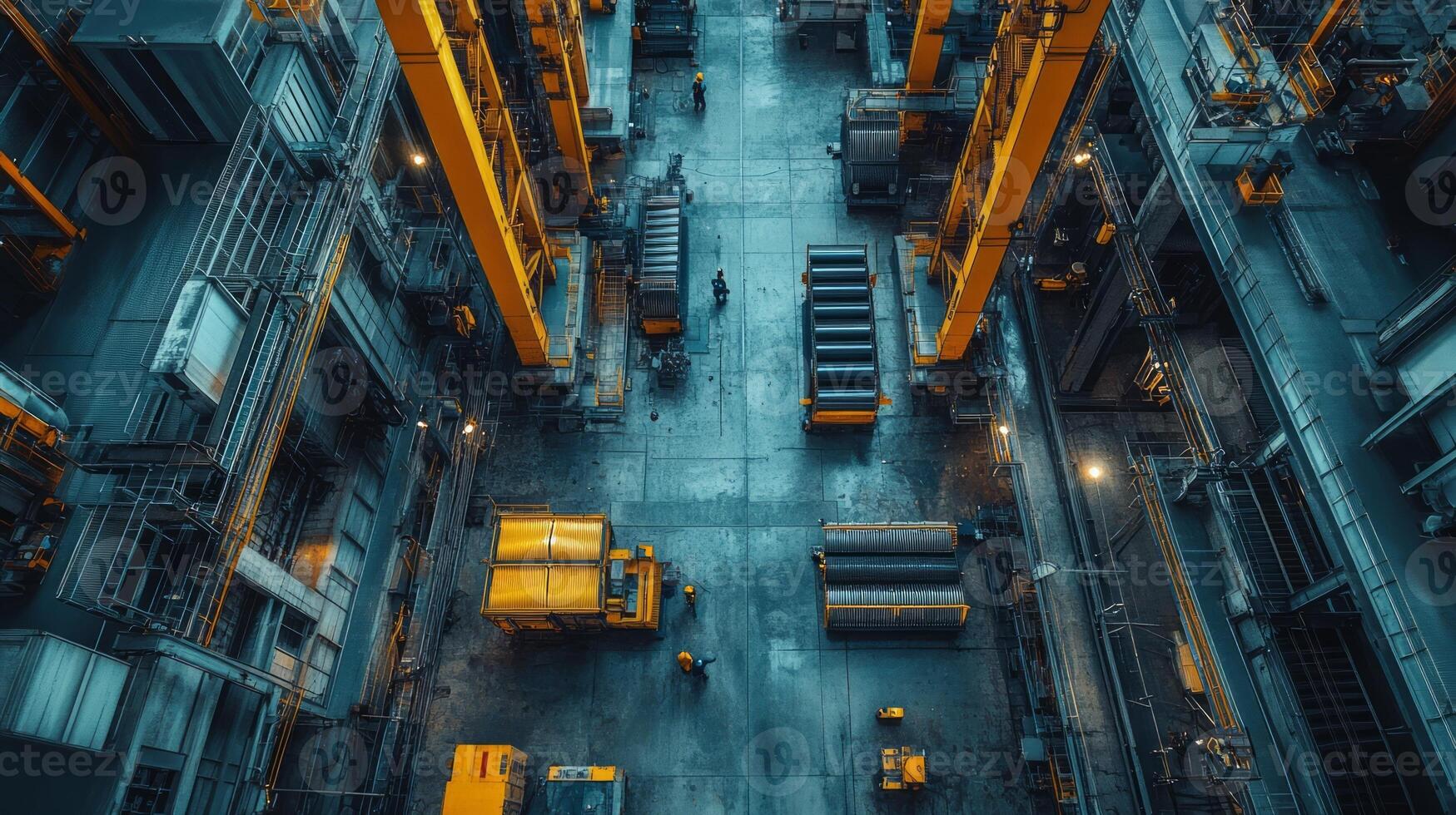 Industrial machinery in a factory at night photo