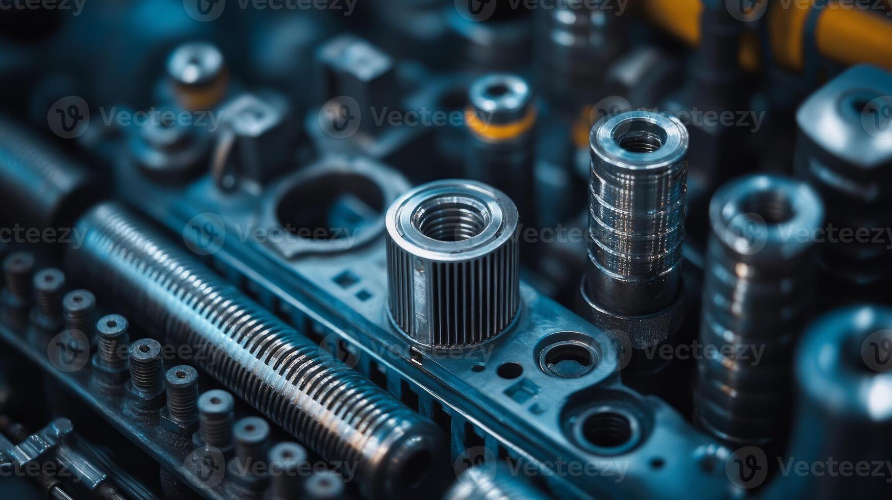 Close-up of intricate mechanical components showcasing precision engineering and design. photo