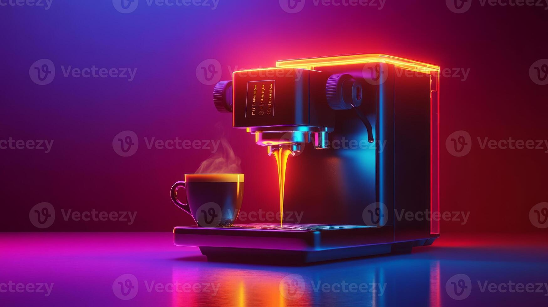 An espresso machine with a cup of coffee on a table photo