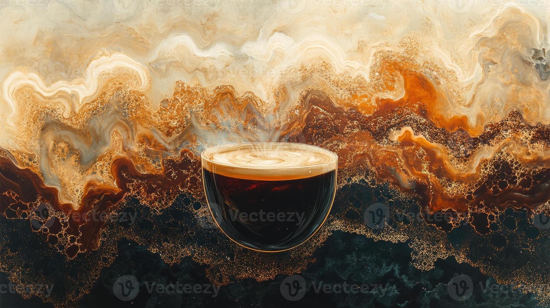 A coffee cup with a black liquid in it photo