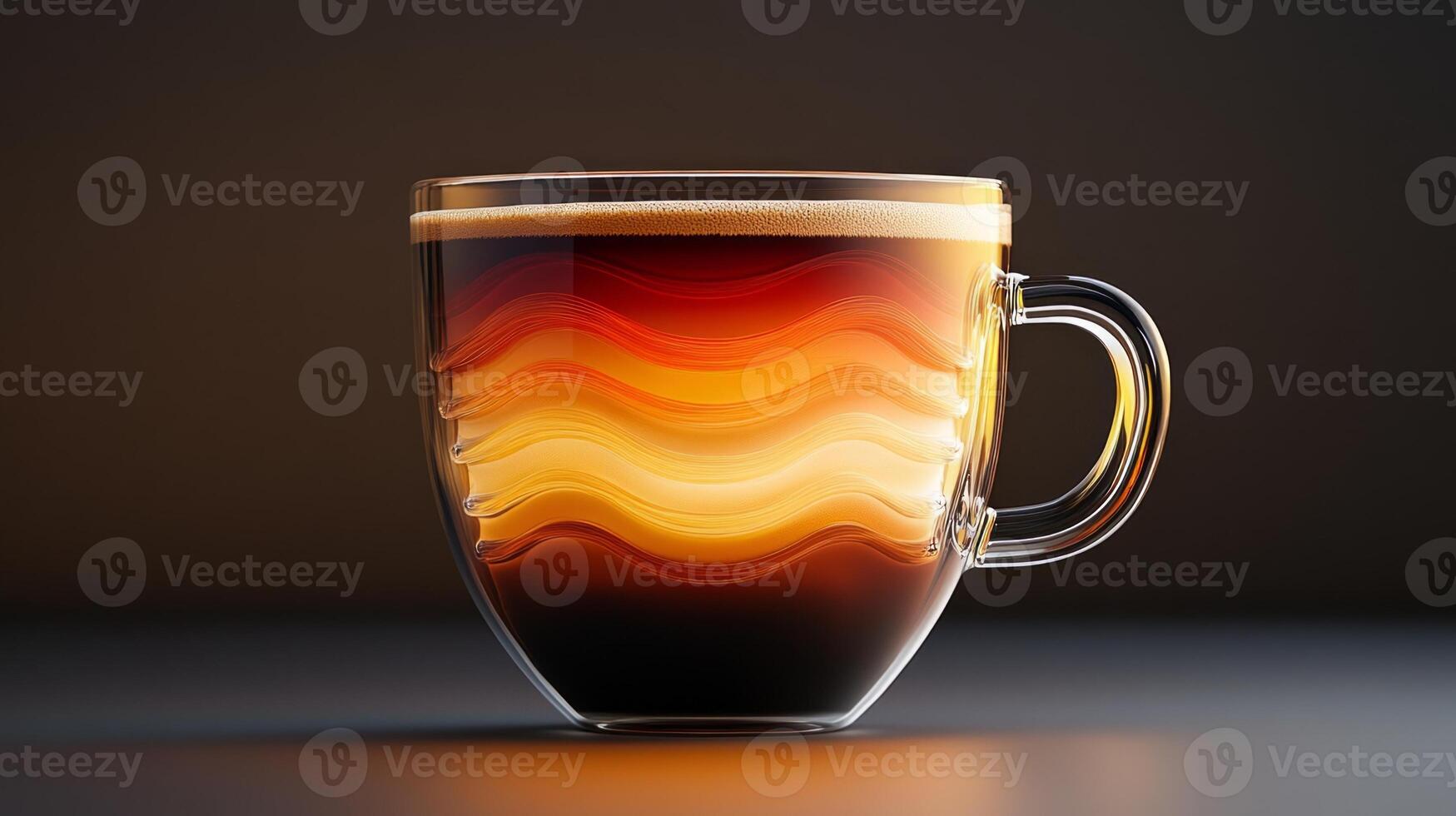 A glass coffee cup with a dark liquid inside photo