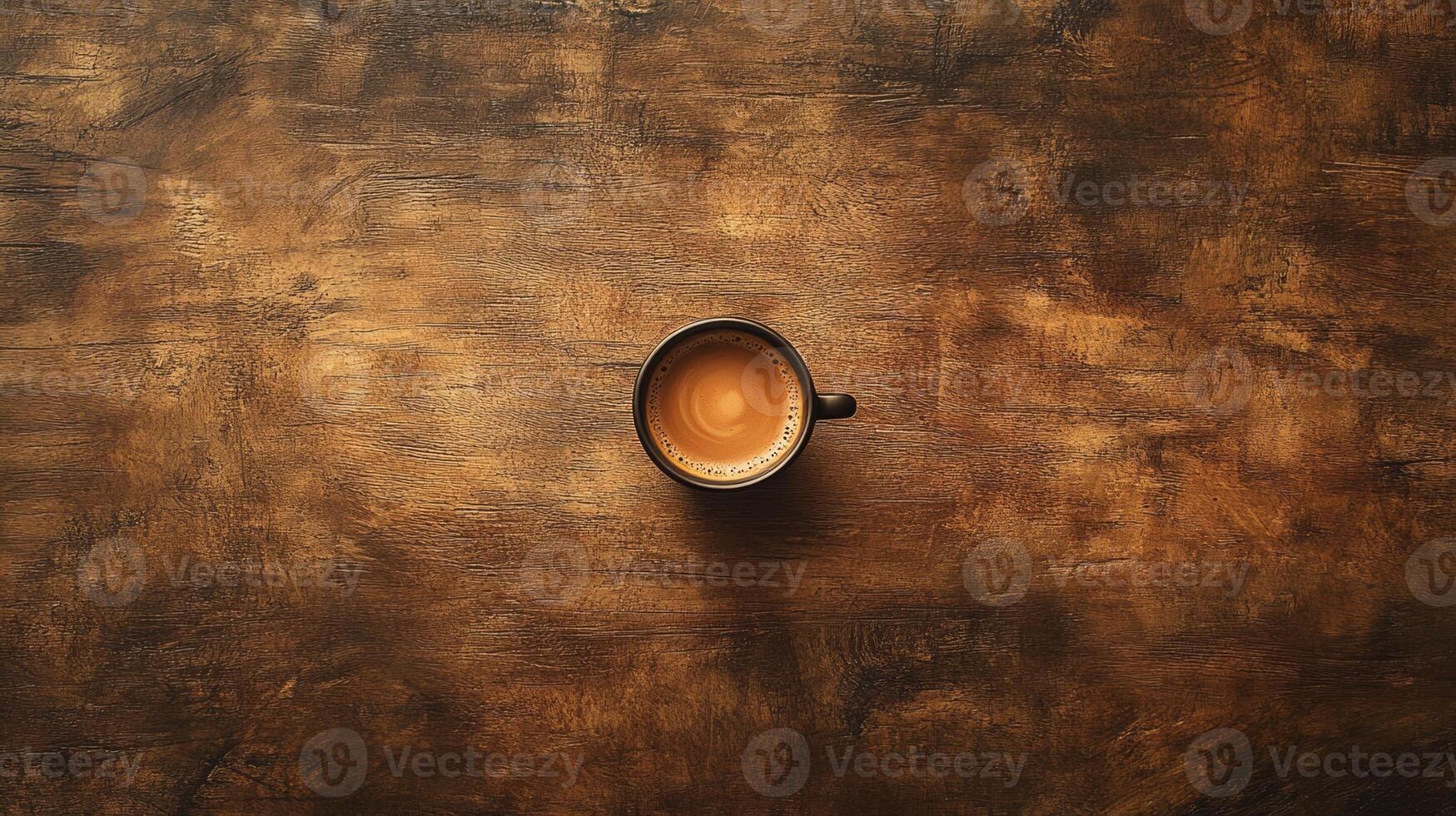 A cup of coffee on a wooden table photo