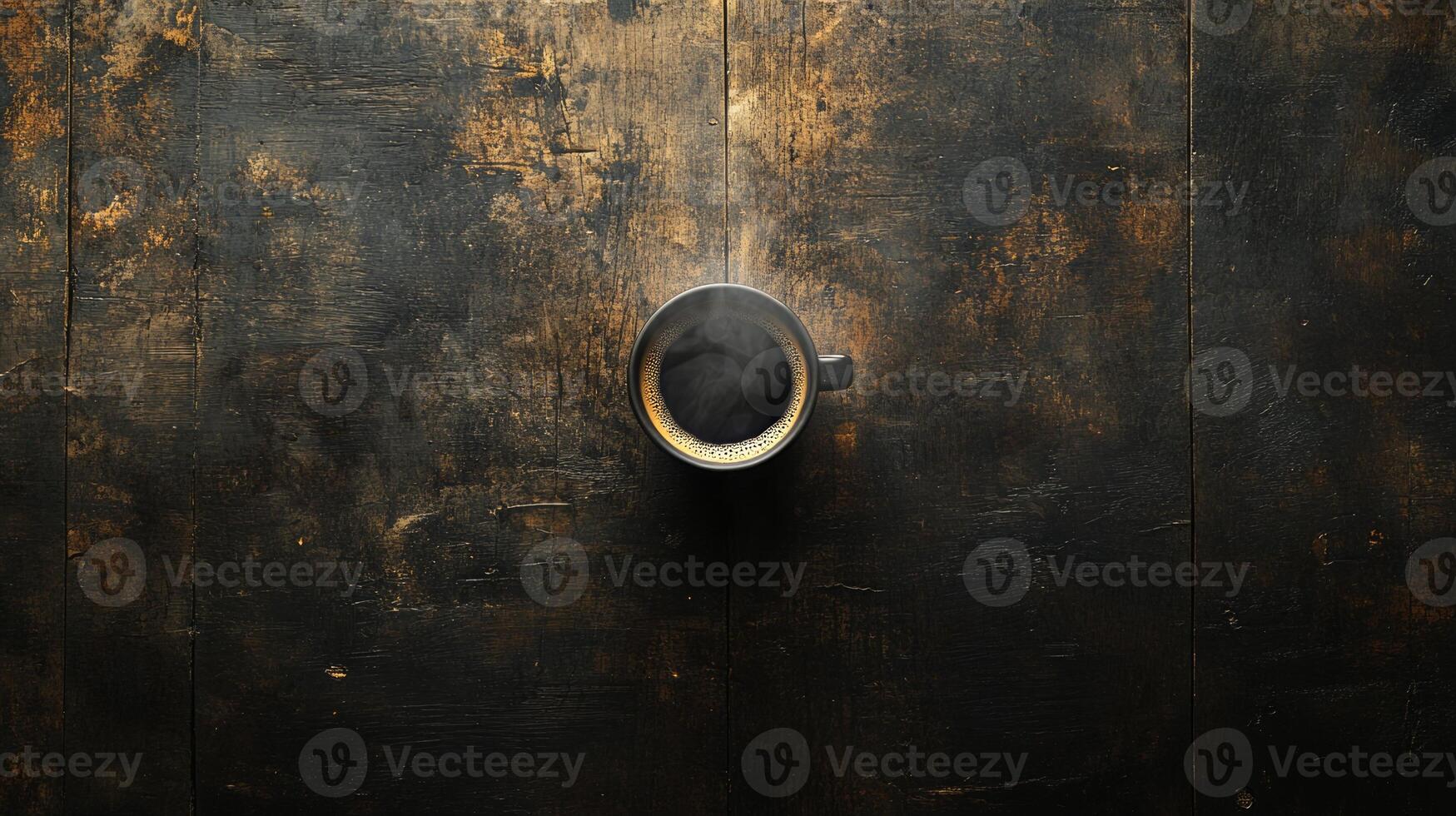 A coffee cup on a wooden table photo