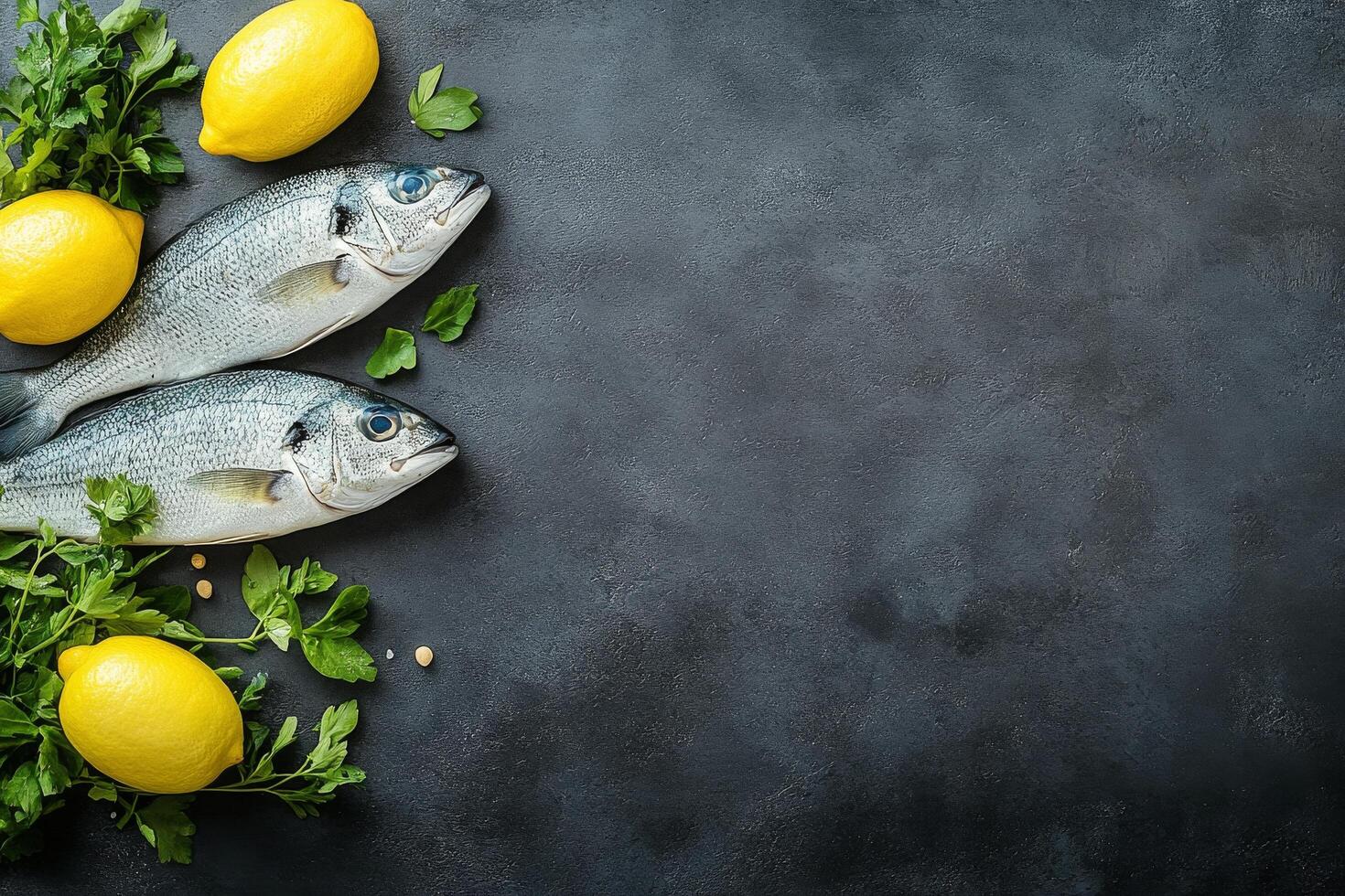 Freshly caught fish ready for preparation in a culinary setting on a stone surface photo