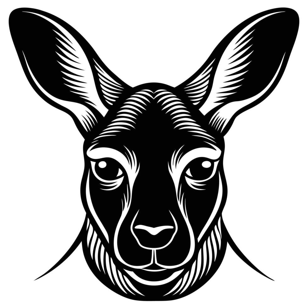 a black and white drawing of a kangaroo head vector