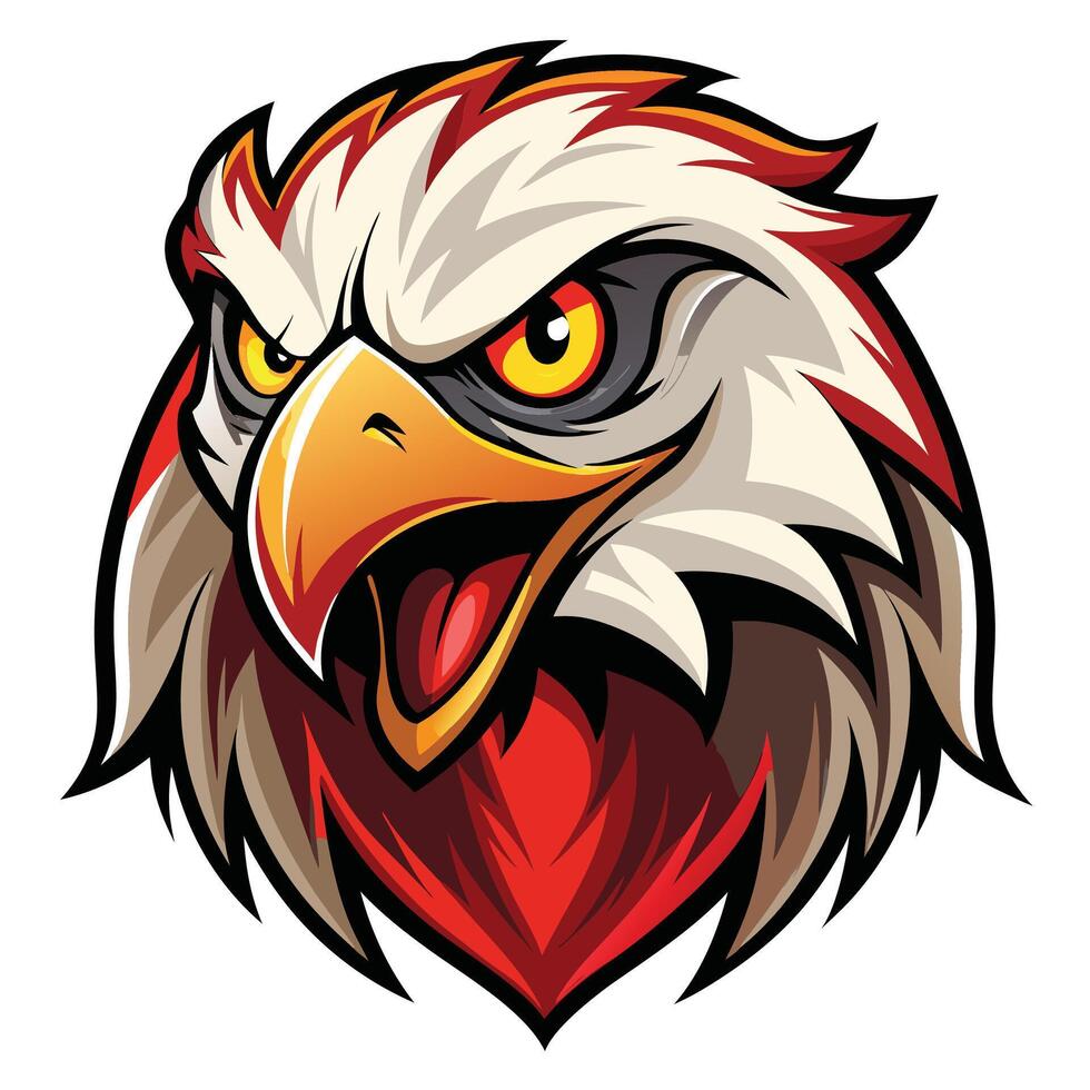 an eagle head with a red and white feather vector