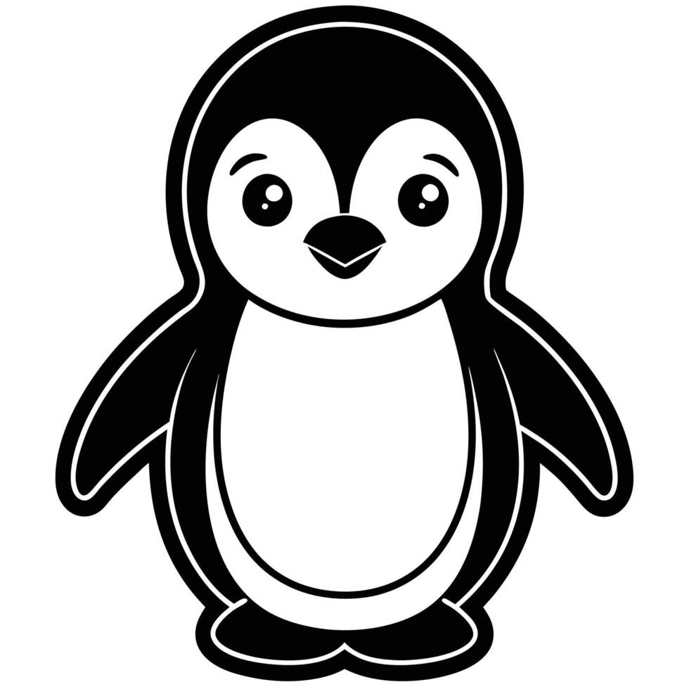 a penguin is shown in a black and white design vector
