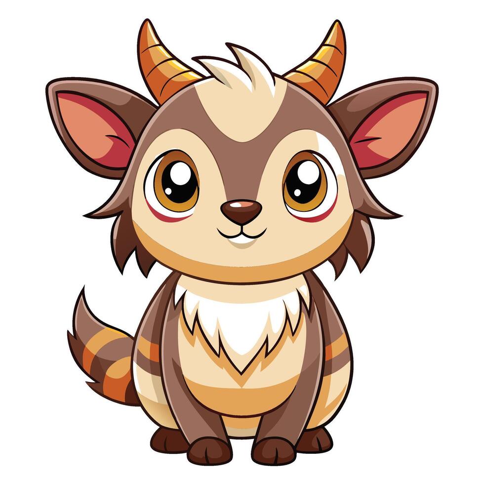 cartoon goat with horns and horns vector