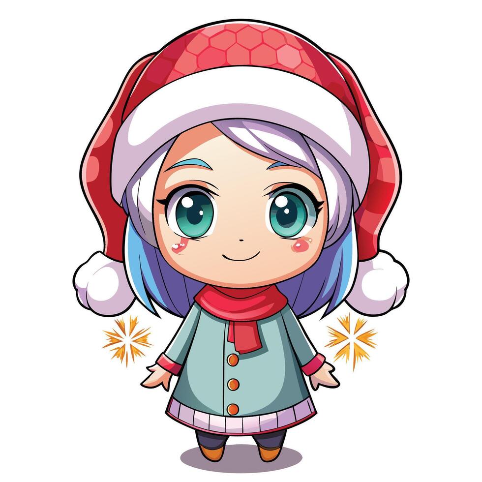 a cartoon character with a santa hat vector
