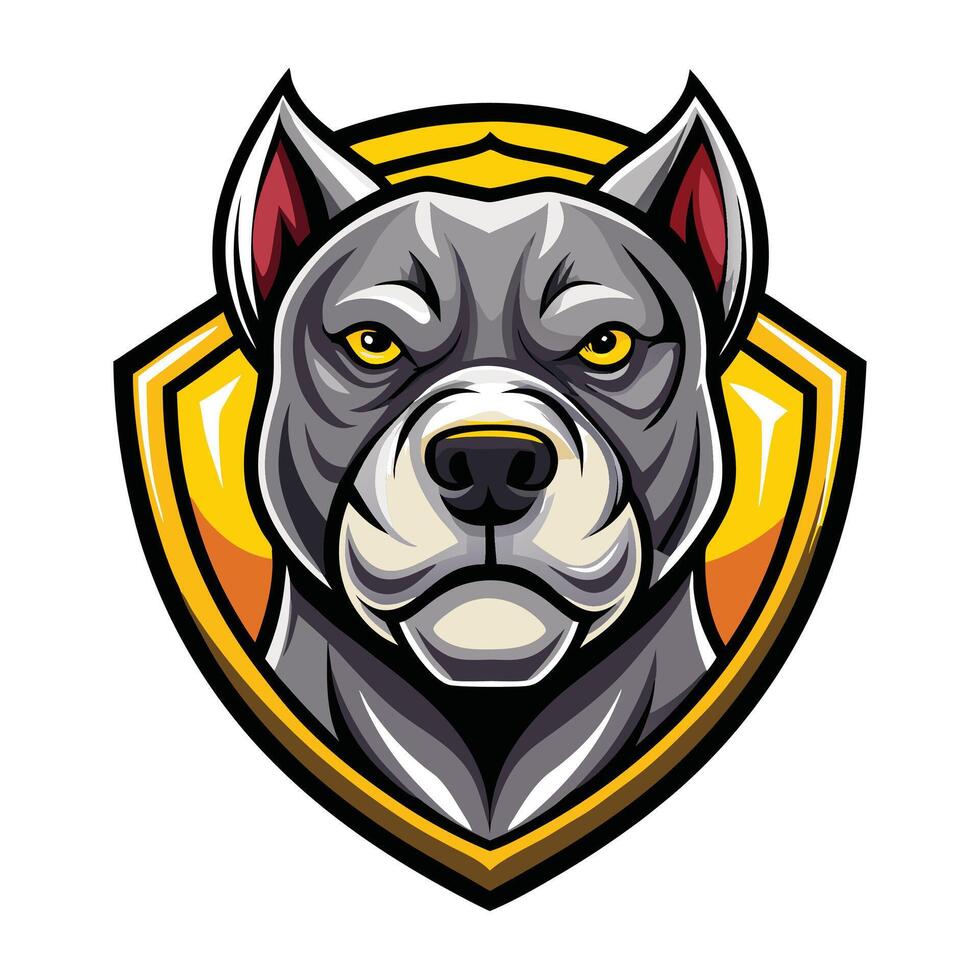 mascot illustration of a pit bull dog head on a shield vector