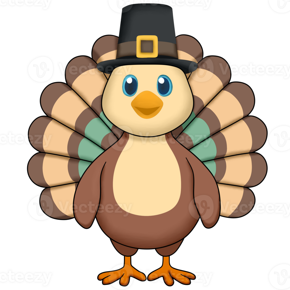 Illustration of a cute thanksgiving turkey png