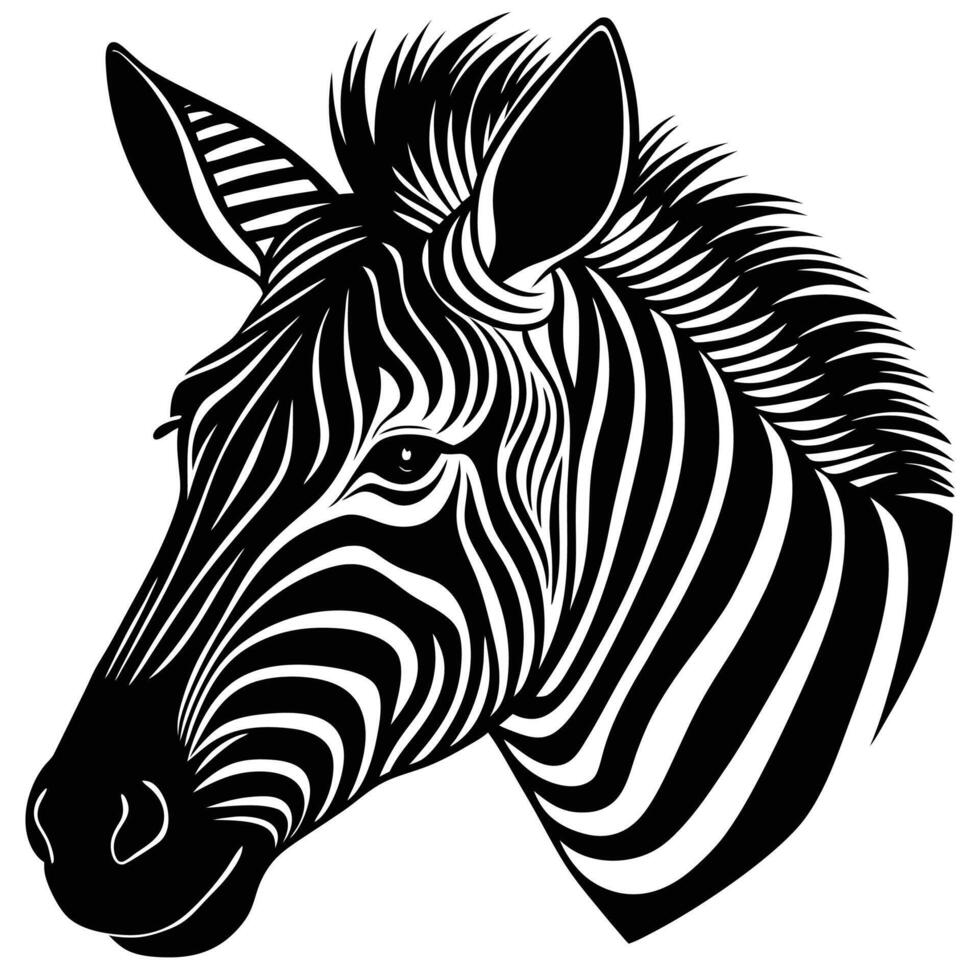 zebra head silhouette on white background vector