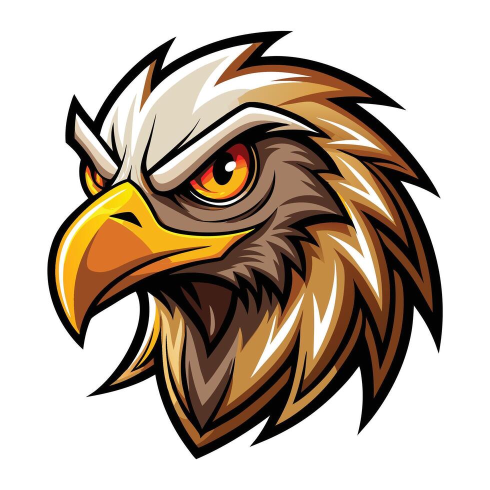 an eagle head with a big beak and yellow eyes vector