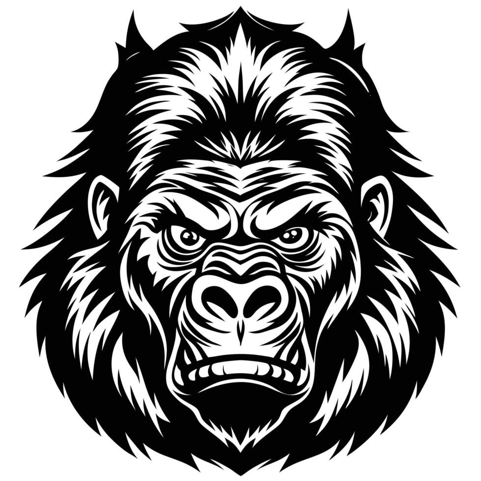 gorilla head with angry face on a white background vector