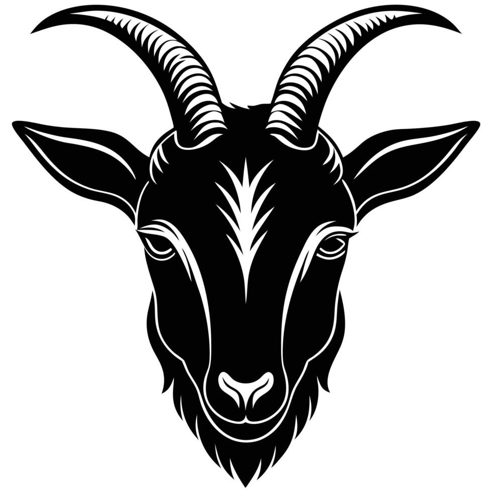 goat head silhouette on white background vector