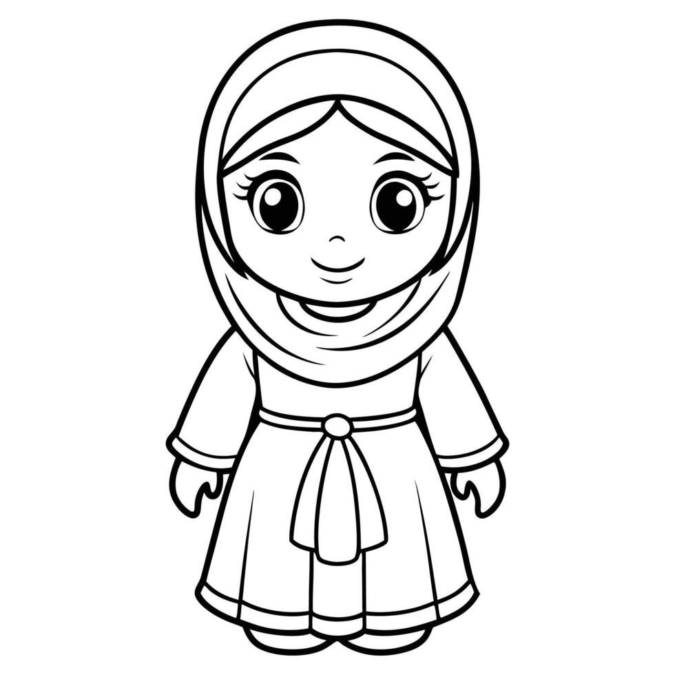 a cartoon muslim girl in a hijab vector