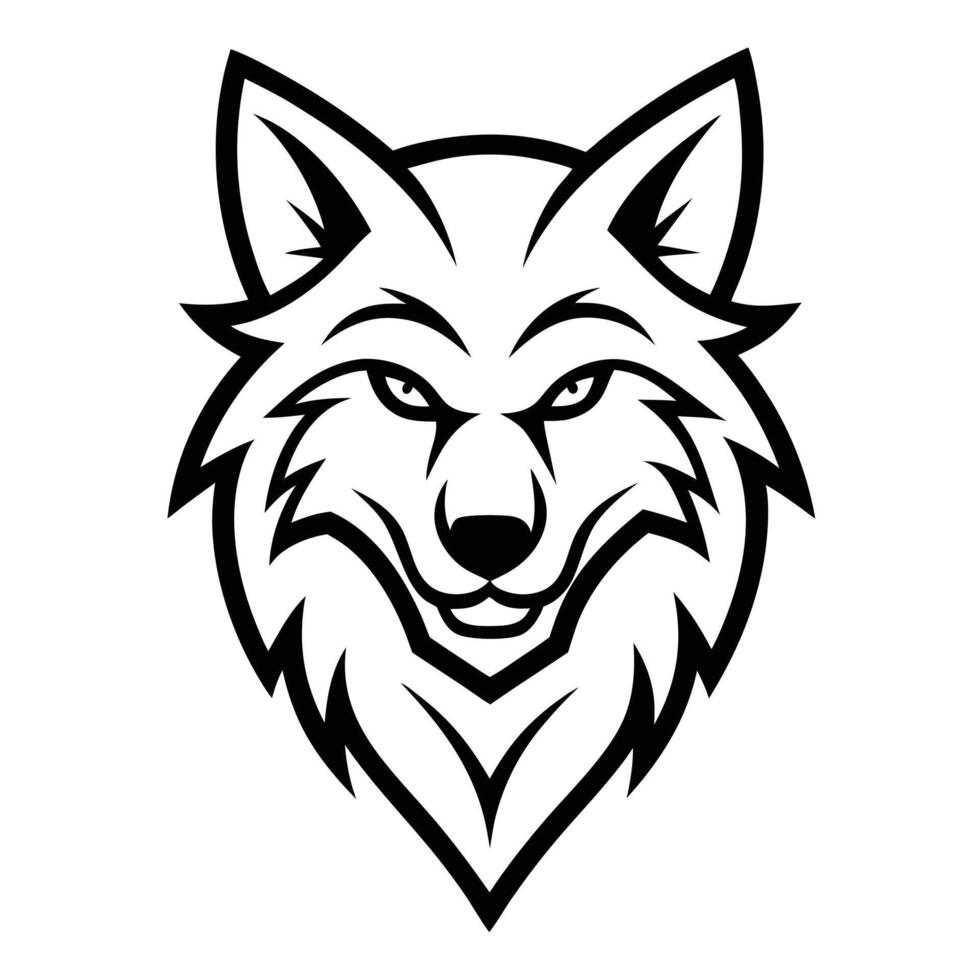 a black and white wolf head on a white background vector