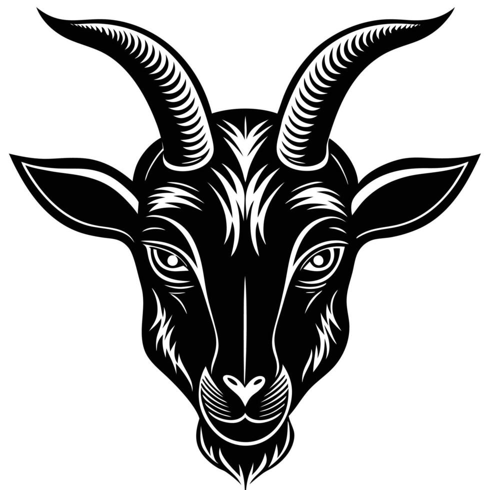 goat head with horns and horns on a white background vector