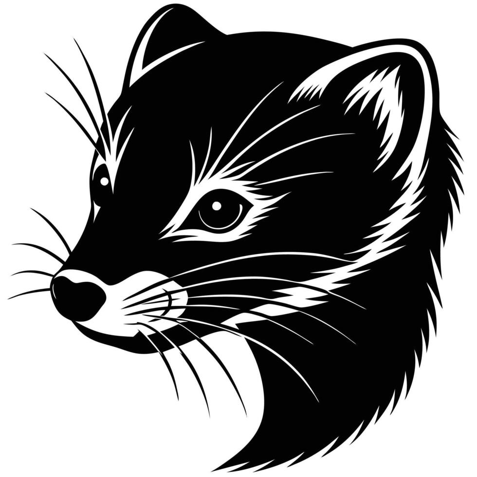 a black and white illustration of a weasel head vector