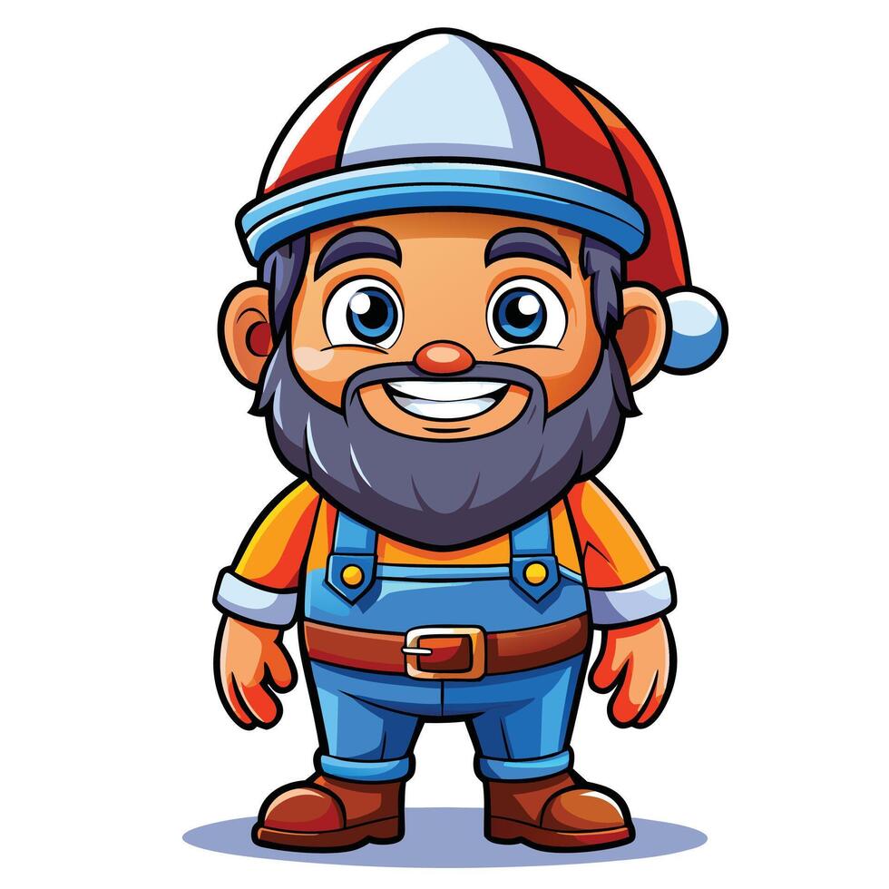 cartoon man in overalls and hat vector