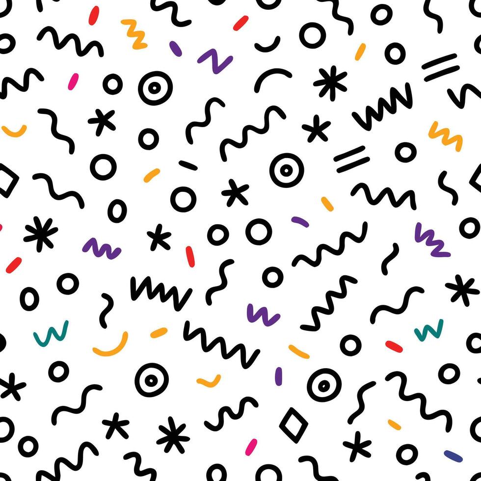 seamless pattern with colorful shapes and lines vector