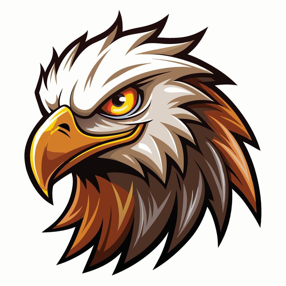 an eagle head with a big beak and yellow eyes vector