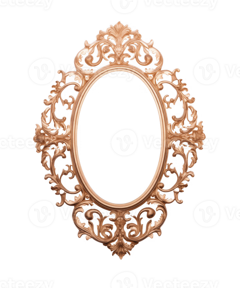 Oval golden ornate frame with transparent background enhancing versatility png