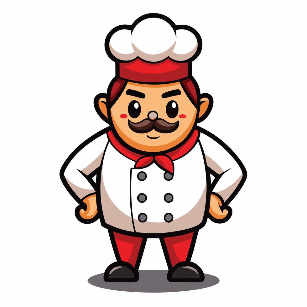 cartoon chef with mustache and hat vector