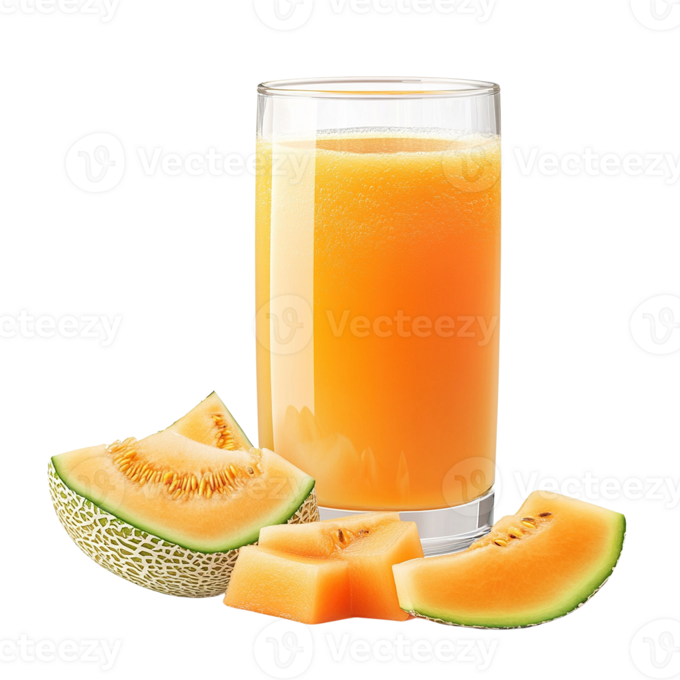 Fresh Cantaloupe Juice with Sliced Melon png