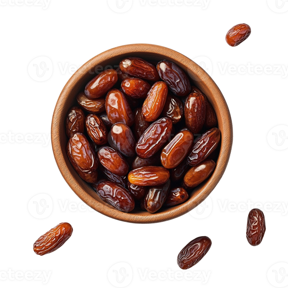 Bowl of Fresh Dates on Transparent Background png