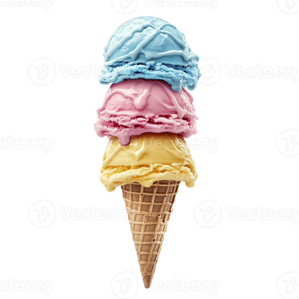 Triple Scoop Ice Cream Cone png