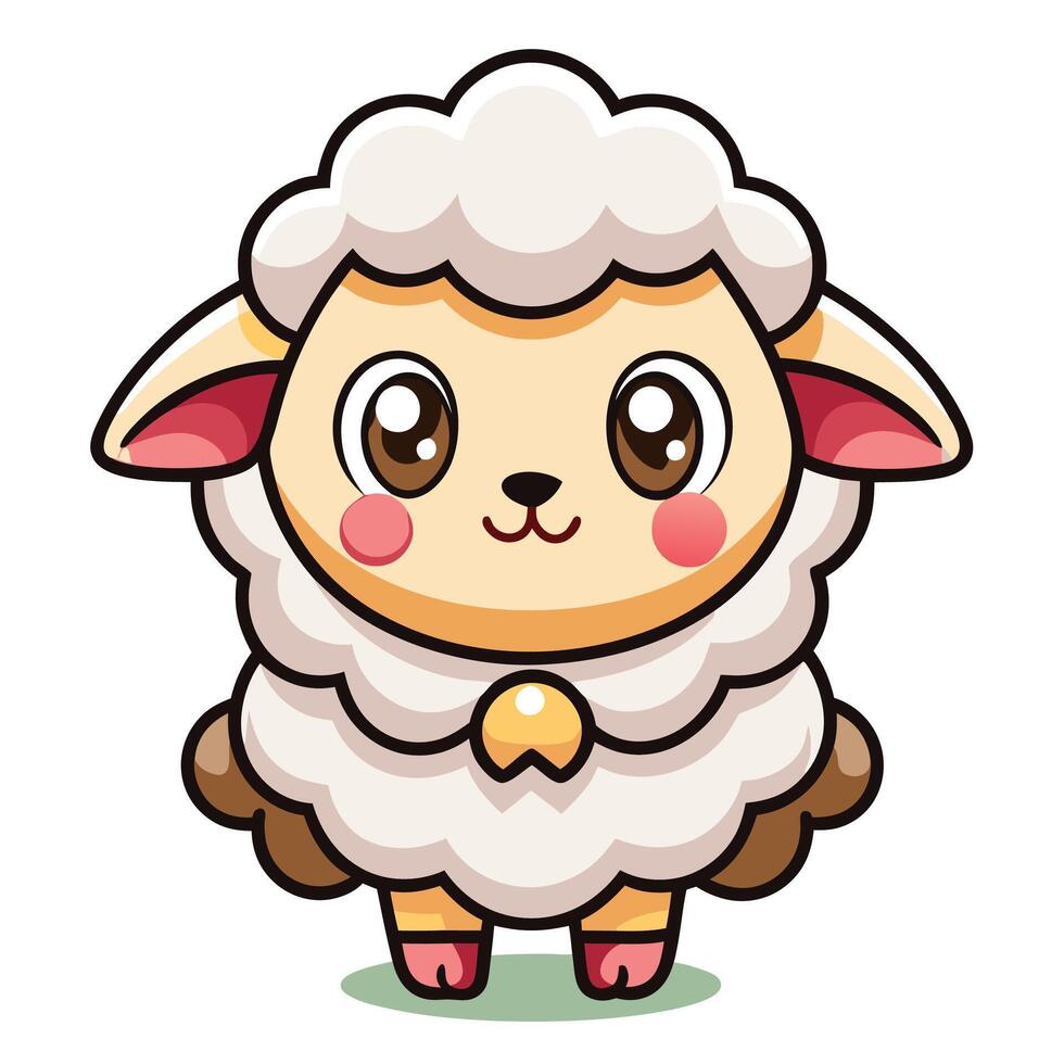 a cartoon sheep with big eyes and a big heart vector
