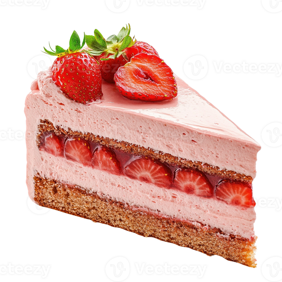 Scheibe von Erdbeere Kuchen mit frisch Erdbeeren png