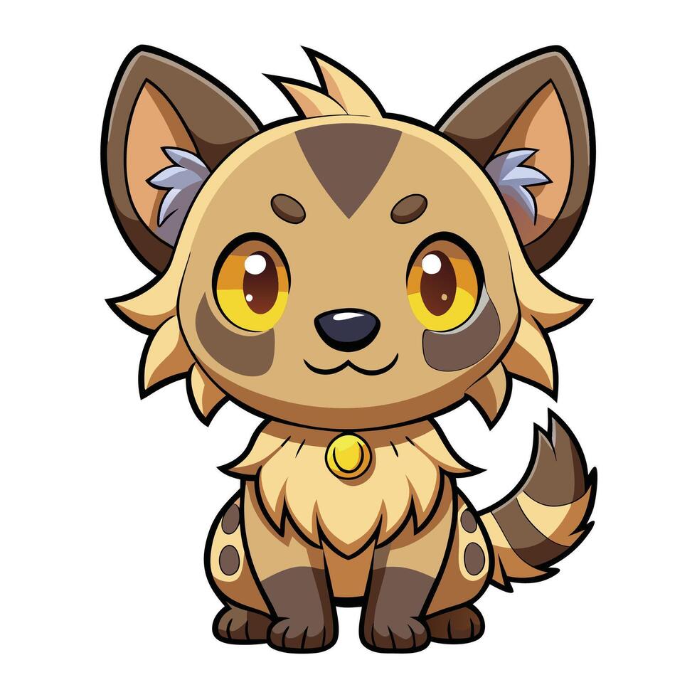 a cartoon hyena with yellow eyes and a yellow collar vector