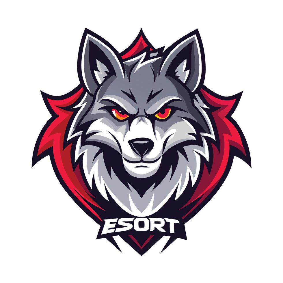 esport logo with wolf head vector