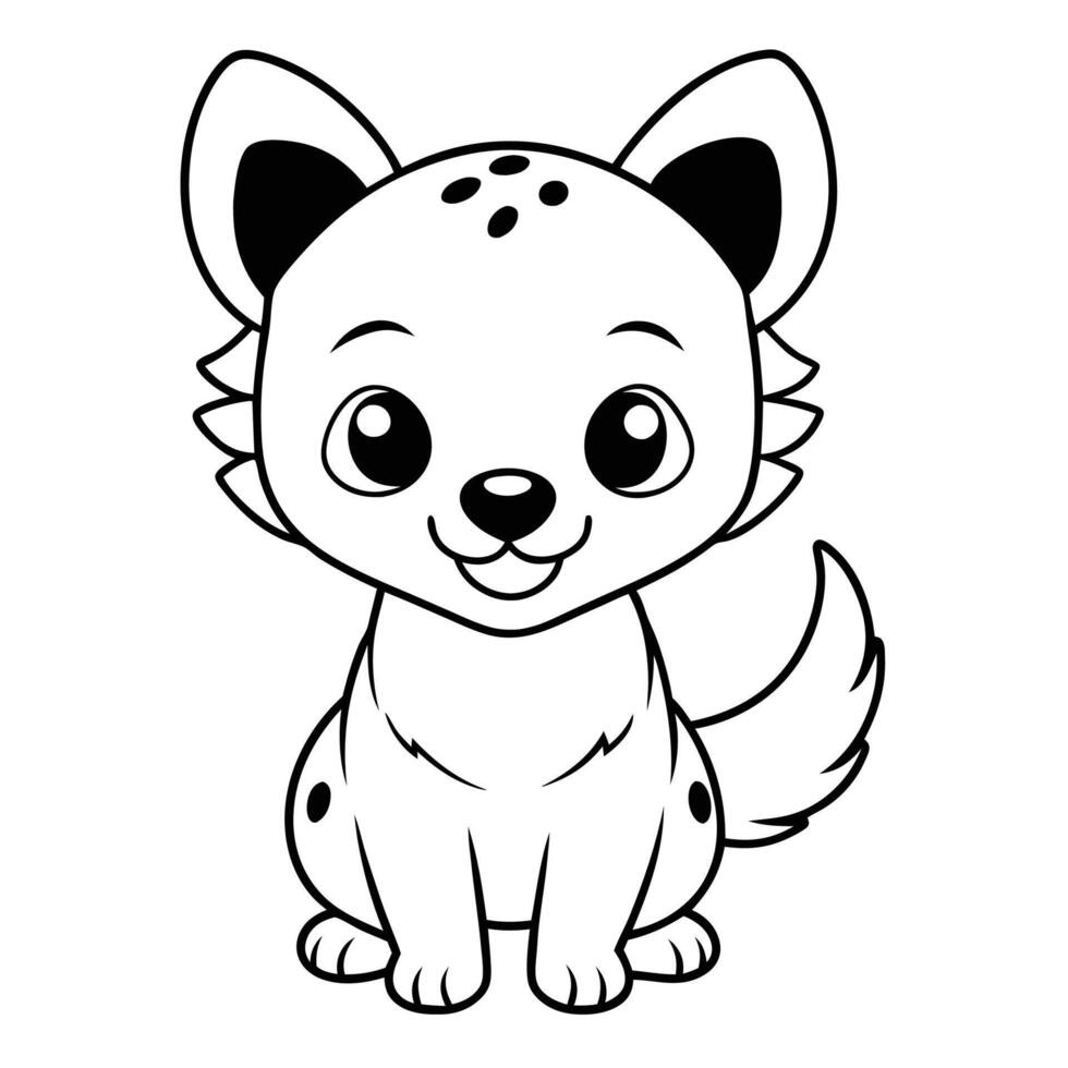 a cute puppy with big eyes and a black and white coloring page vector