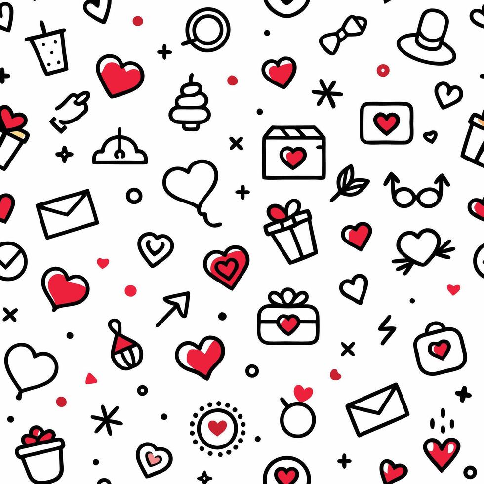 valentine's day seamless pattern with hearts and gifts vector