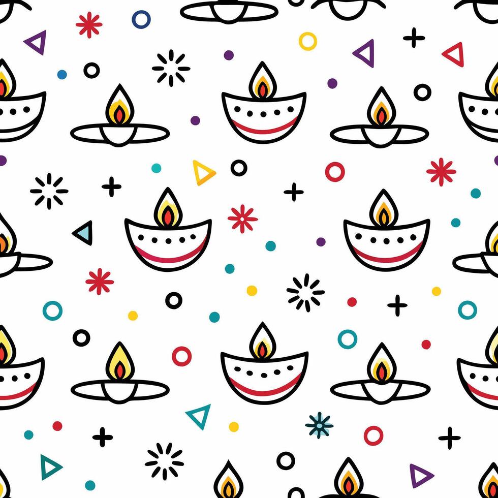 a pattern with colorful candles and geometric shapes vector