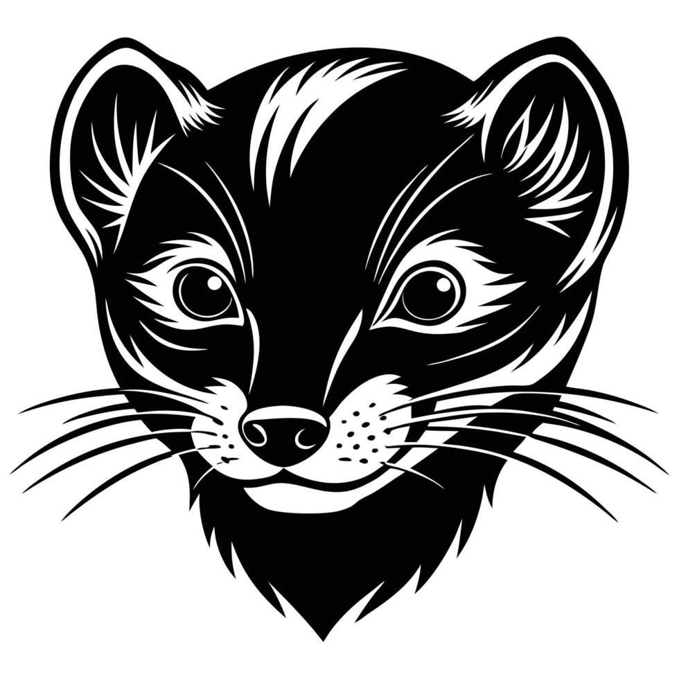 a black and white illustration of a weasel vector