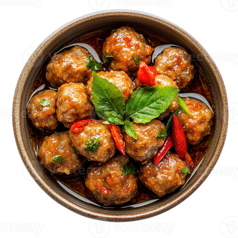 Savory Meatballs in Sauce with Herbs and Chili png