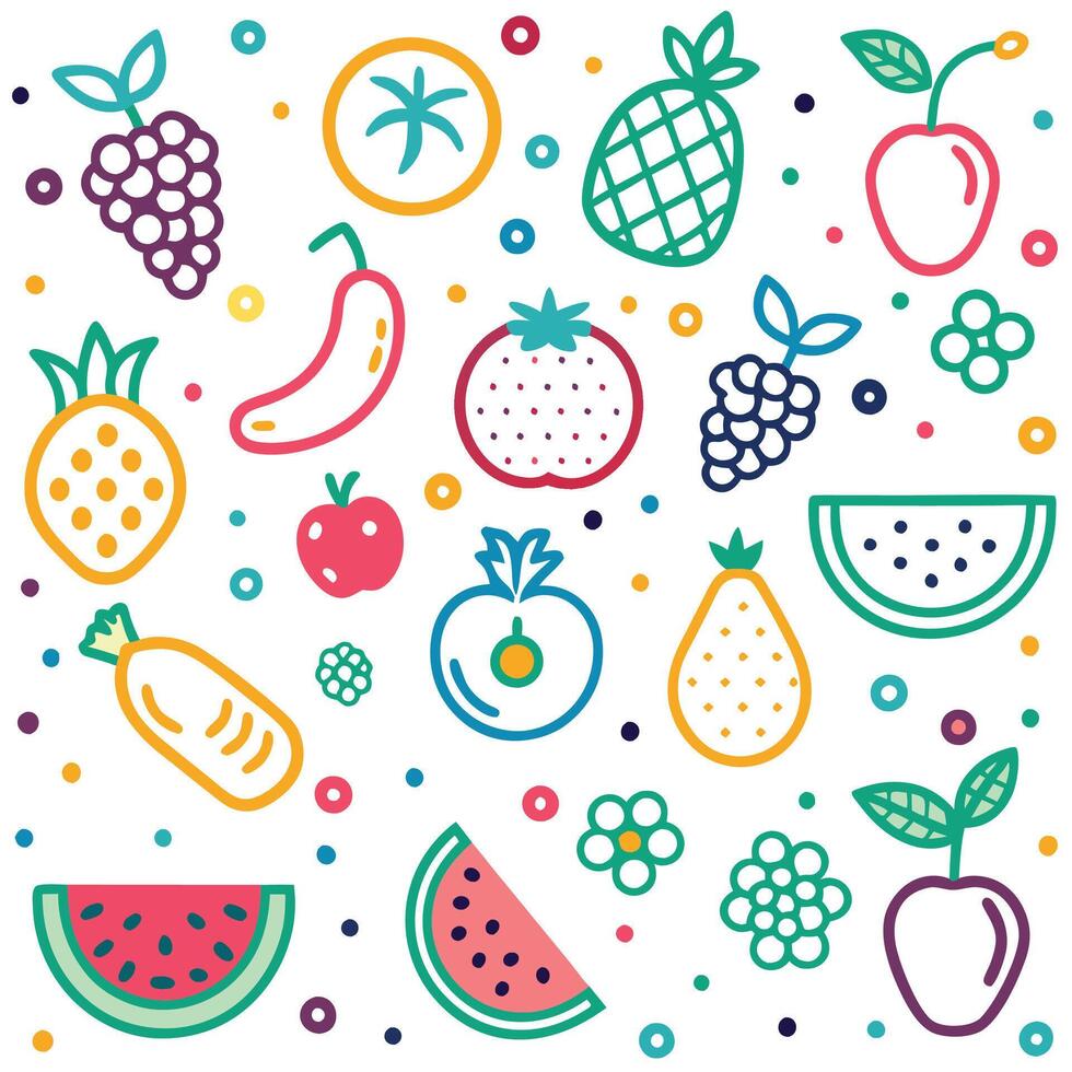 fruit and vegetables set, illustration vector