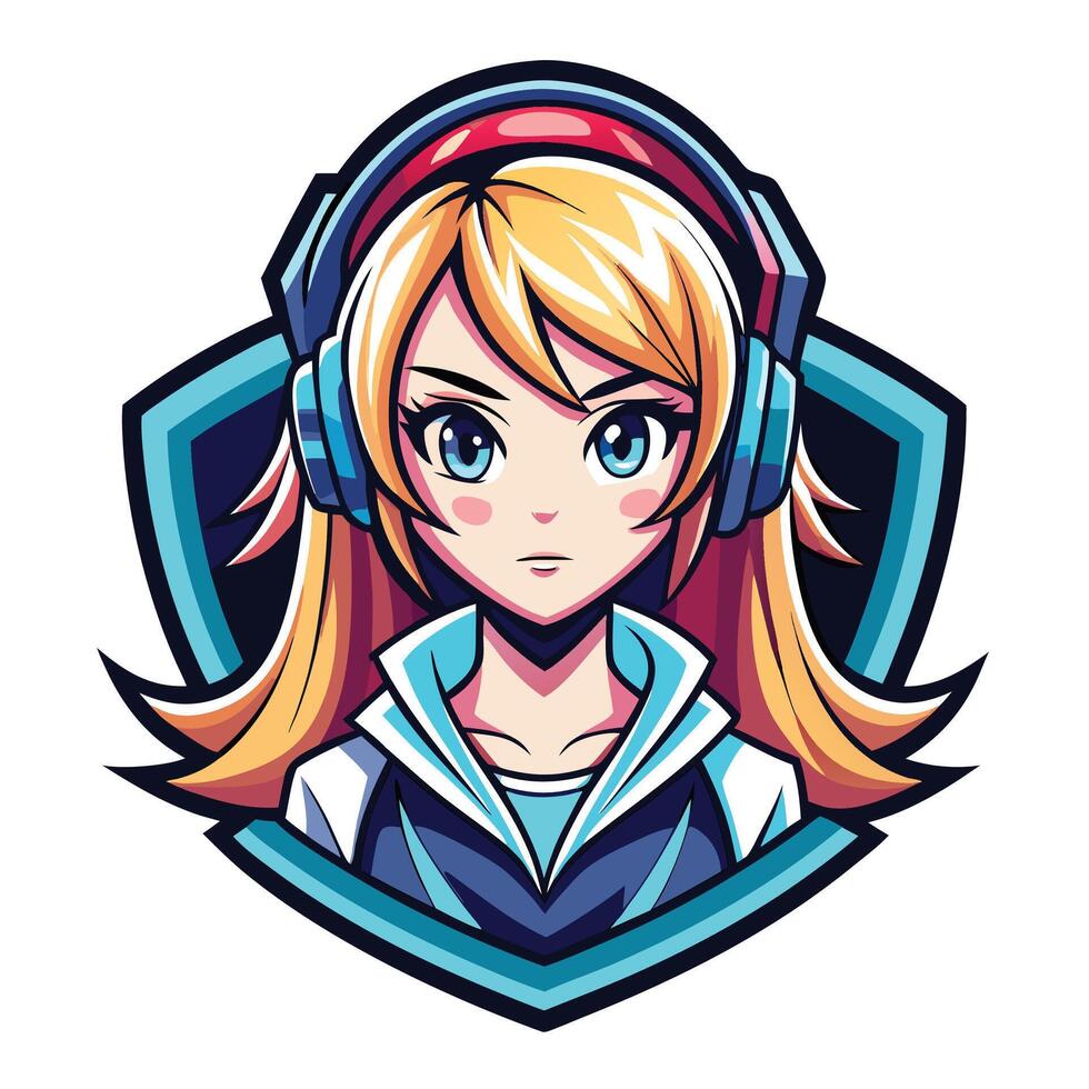 a girl with headphones on her head vector