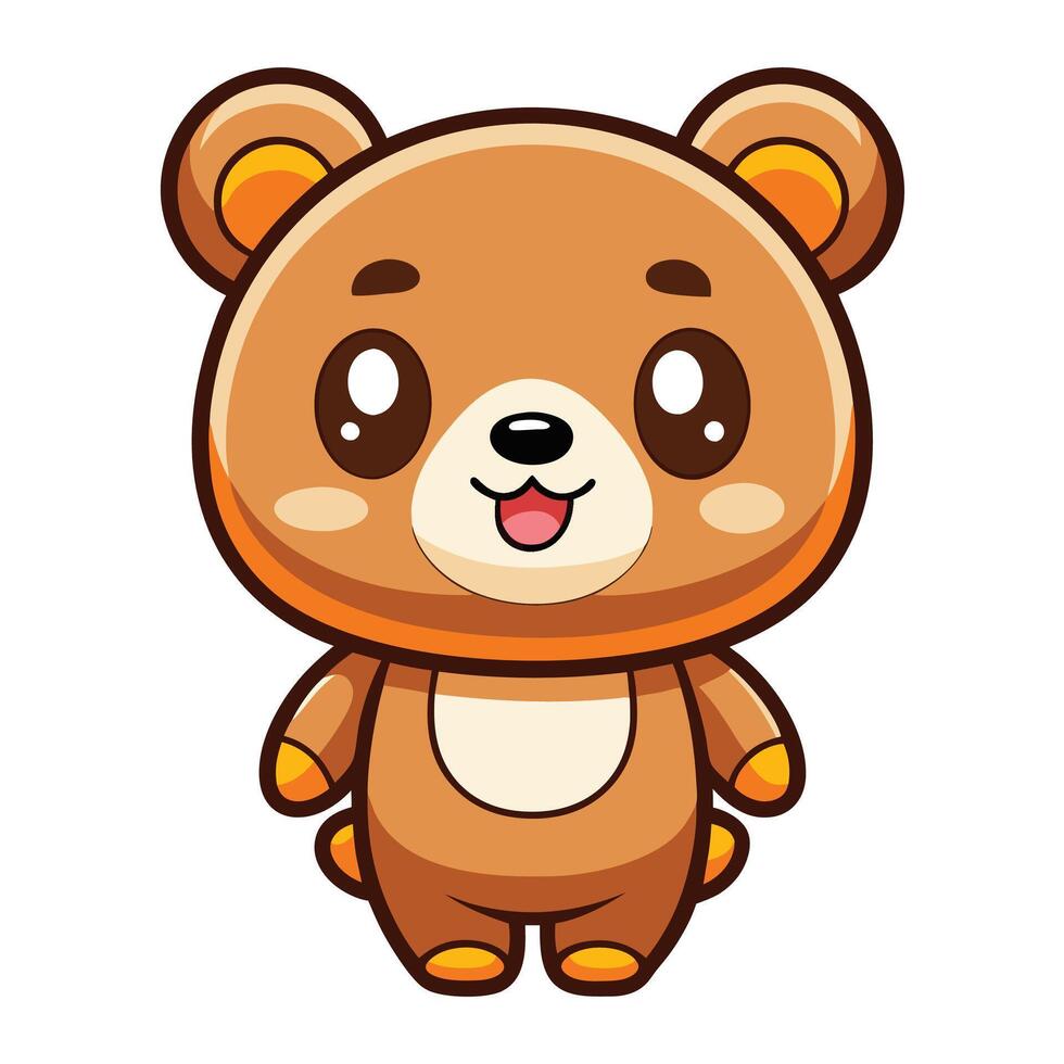 a cartoon brown bear with a big smile vector